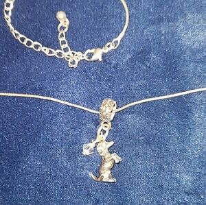 Sterling Silver Begging Dachshund Pendant & Necklace Bundle